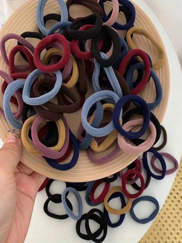 Random Color Simple High Elastic Hair Ties, Casual Versatile Hair Accessories for Women, Minimalist Ponytail Holder for Thick Hair for Daily Use