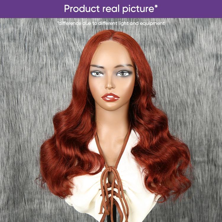 UNIUS 180% Density Reddish Brown Lace Front Wigs Human Hair Pre Plucked 33B,13x4 Body Wave Copper Wig Auburn Colored Human Hair Lace Front Wigs for Women