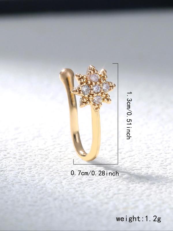 Rhinestone Star Shaped Nose Ring,  Women's Fashionable Body Jewelry for Party, Daily Clothing Decor, Trendy All-match & Exquisite Jewelry for Birthday Gift