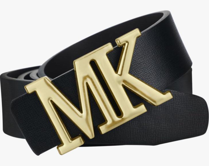 Mens Fashion Design Symbol Black Leather Belt