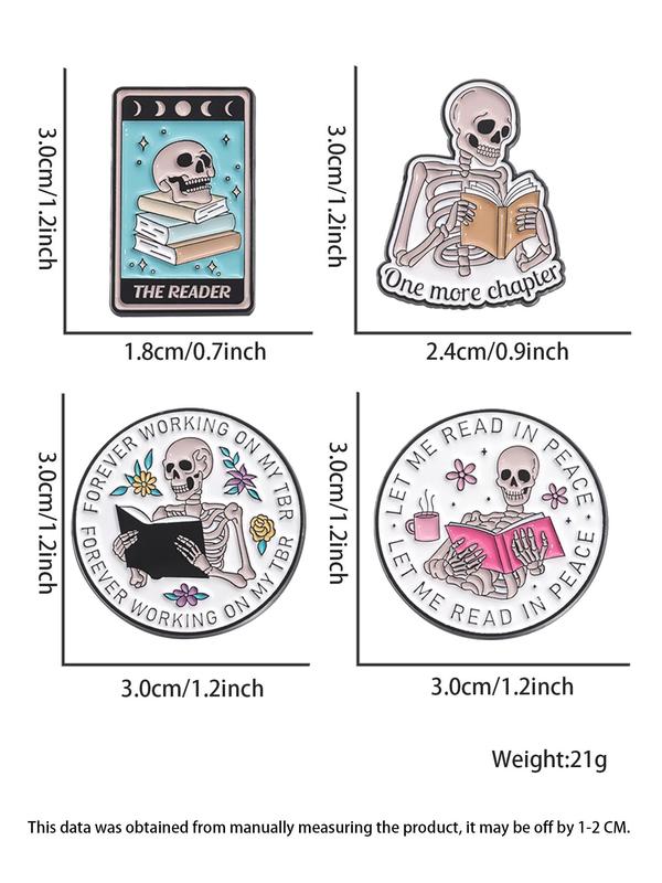 Skeleton Reading Book Enamel Pin, Cute Skeleton Reading Book Brooch, Fashion Accessories for Women & Men, Creative Gift, Suitable for Backpacks, Jeans, Hats