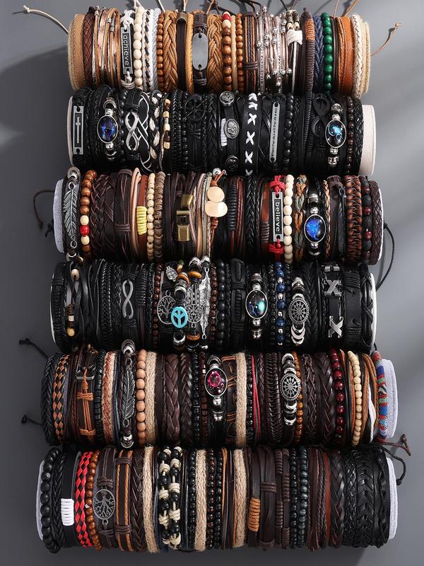 Random Style Men's Boho Style Beaded & Braided Bracelets, Fashion Jewelry for Party, Daily Clothing Decor, Trendy All-match & Exquisite Jewelry for Birthday Gift