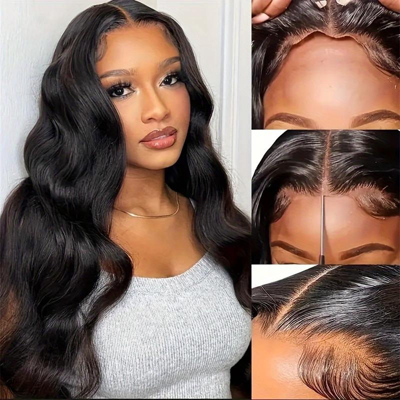 34 Inch Body Wave Glueless Wig Human Hair Pre-Plucked Cut Ready Waer Wig 200 Density 6x4 HD Lace Closure Wig for Women Human Hair