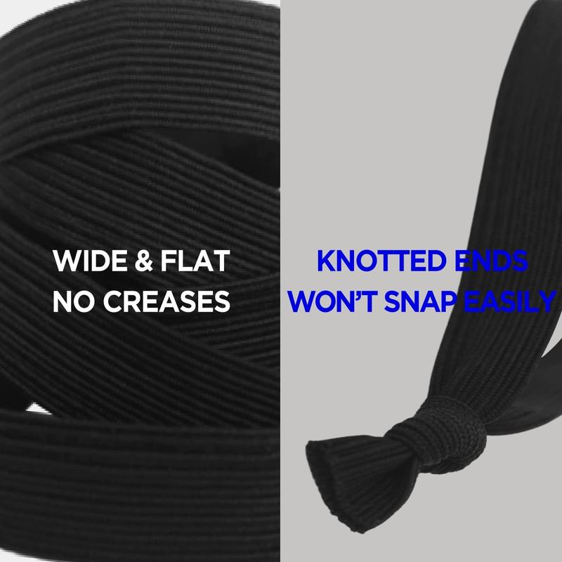 Knotted Mens Hair Ties For Men 5 count (Wide, Black) - No  Crease Breakage Men with Long Hair | For Buns Curly Thick Elastic Hair Ties For Guys |  hairtie For Men