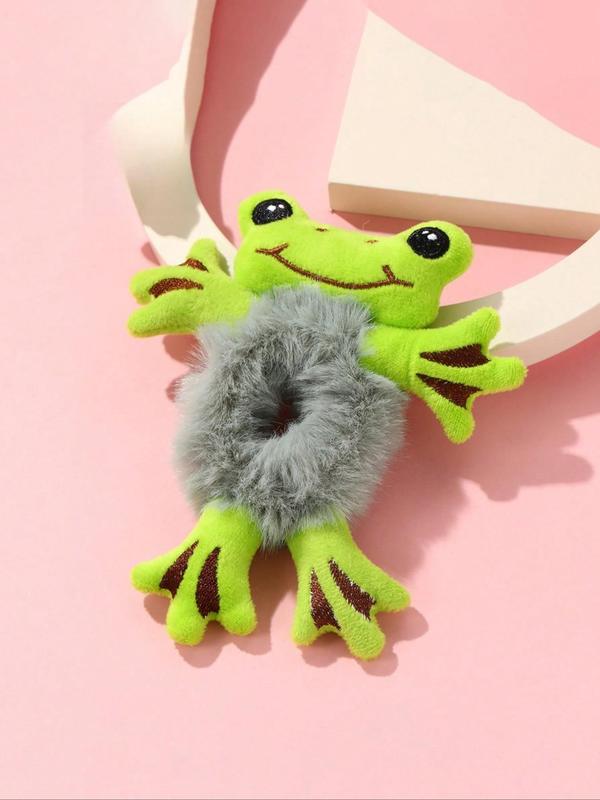 Cute Cartoon Frog Design Hair Tie, Soft Plush Hair Tie, Fashion Hair Accessories for Women & Girls, Minimalist Headwear Suitable for Thick Hair