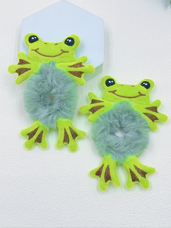 Cute Cartoon Frog Design Hair Tie, Soft Plush Hair Tie, Fashion Hair Accessories for Women & Girls, Minimalist Headwear Suitable for Thick Hair