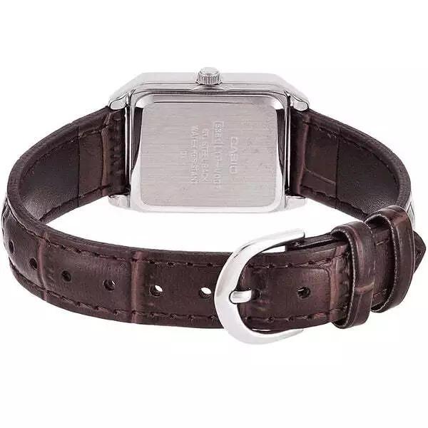 Casio Analog LTP-V007L-7B2UDF Brown Leather Square Gold Roman Numeral Watch