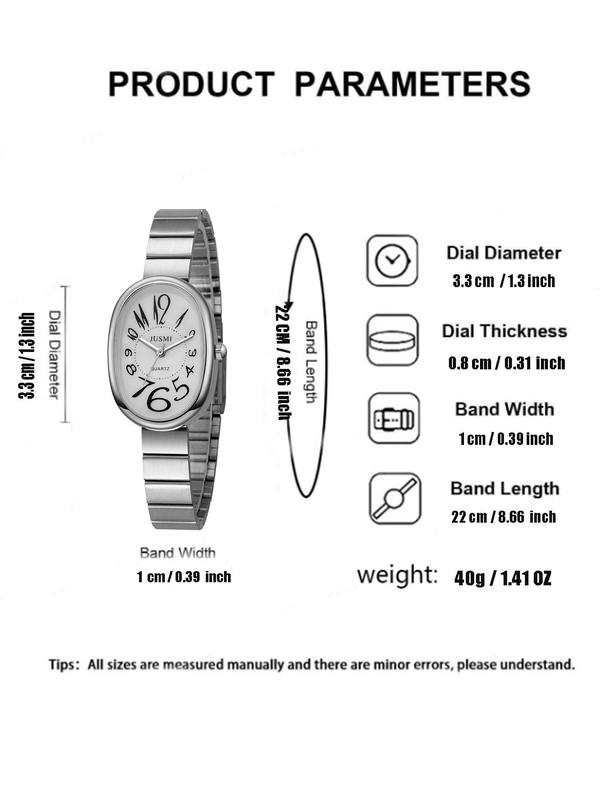 Women's Elegant Oval Dial Quartz Watch, Fashion Watch for Party, Daily Clothing Decor, Trendy All-match & Exquisite Watch for Birthday Gift with Box