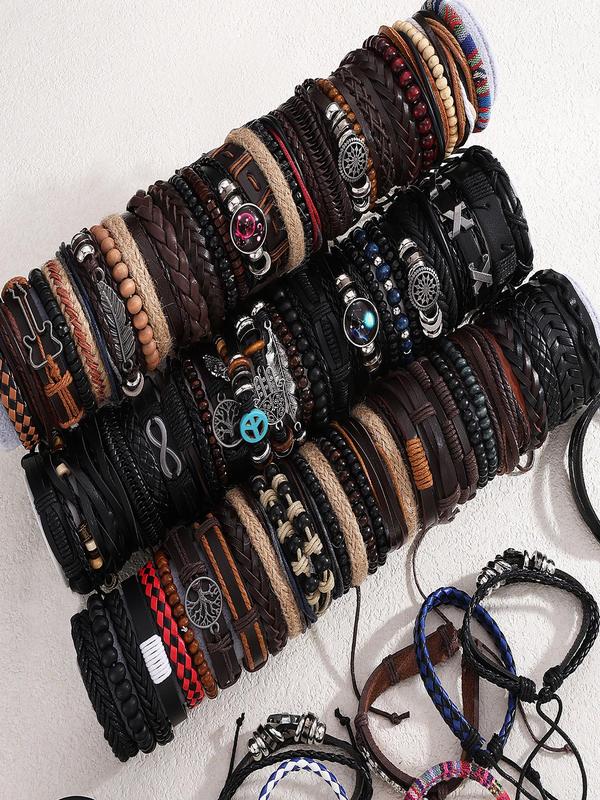 Random Style Men's Boho Style Beaded & Braided Bracelets, Fashion Jewelry for Party, Daily Clothing Decor, Trendy All-match & Exquisite Jewelry for Birthday Gift