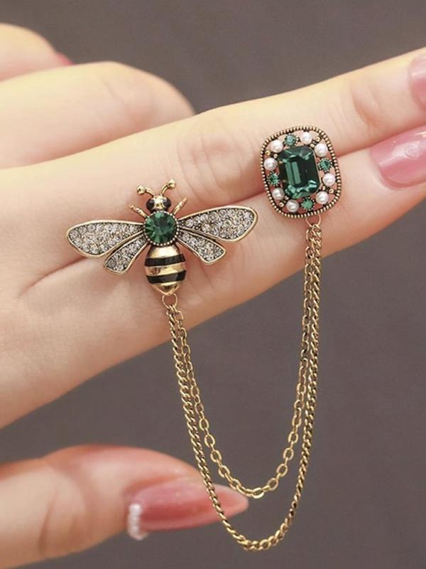 Rhinestone Decorated Bee Design Brooch,  Exquisite Clothes Brooch for Women & Girls for Daily Clothing Decor, Trendy Temperament Brooch for Birthday Gift