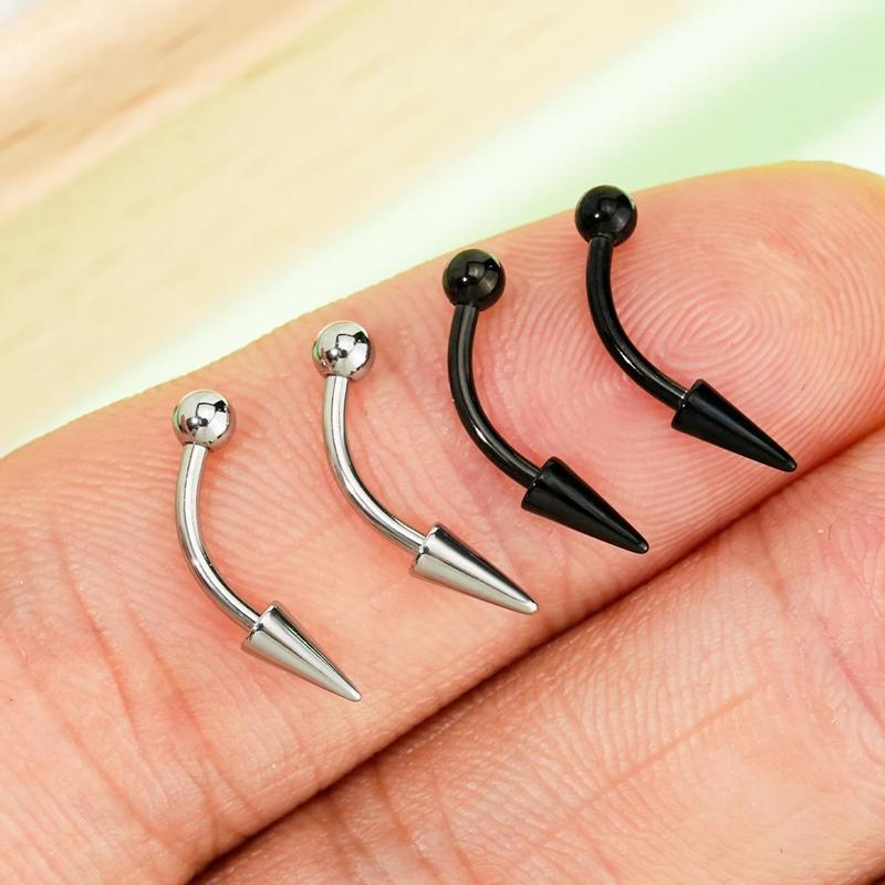 Oufer 4PCS 16G Spike and Ball Top Curved Barbell