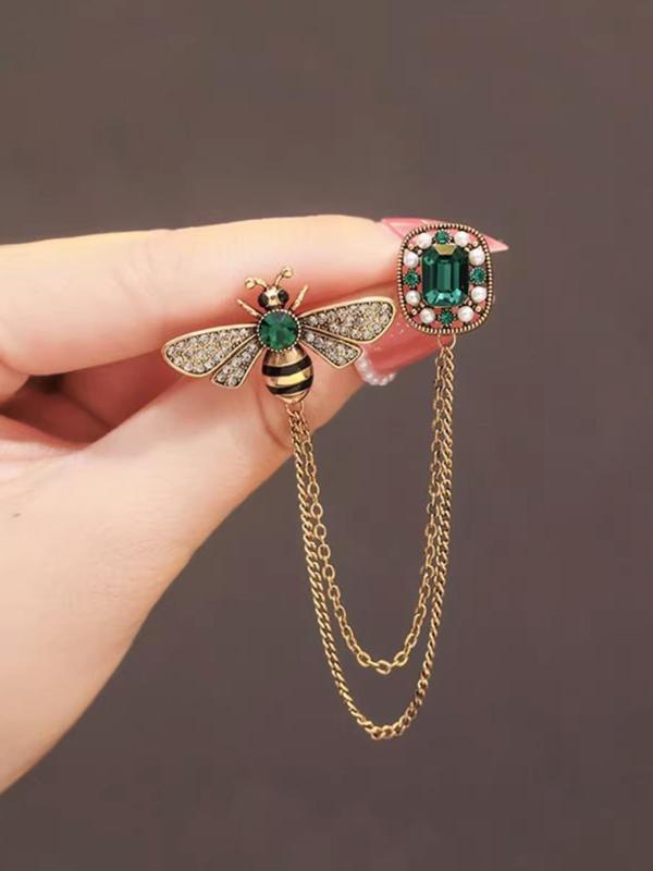 Rhinestone Decorated Bee Design Brooch,  Exquisite Clothes Brooch for Women & Girls for Daily Clothing Decor, Trendy Temperament Brooch for Birthday Gift