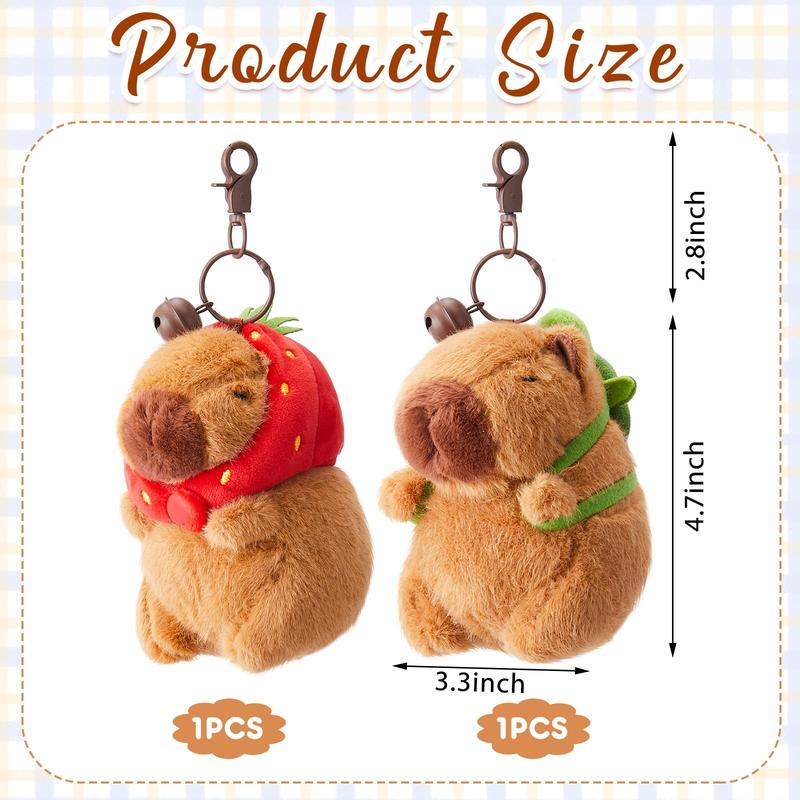 2 Count Capybara Plush Keychain Toy Realistic Capybara Stuffed Animals Toy Capybara Pendant for Backpack Birthday Gift, bunny keychain woman key chain, Party Gift