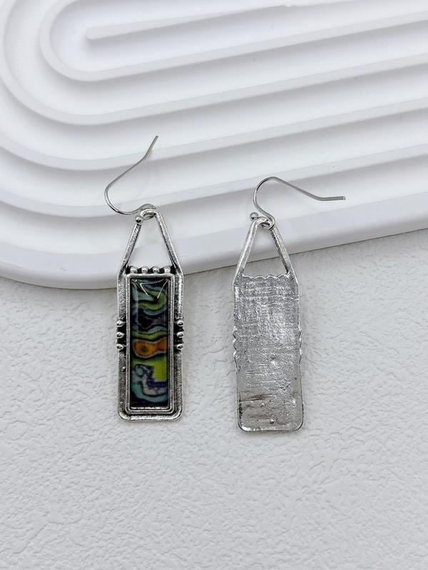 Boho Style Colorblock Pattern Dangle Earrings (1 Pair), Fashion Jewelry for Women, Daily Clothing Decor, Trendy All-match & Exquisite Jewelry for Birthday Gift