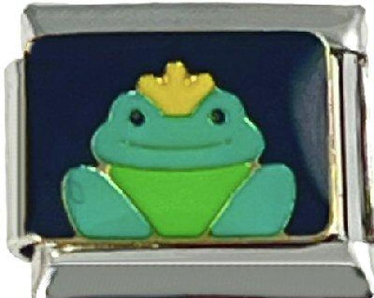 Italian Charm Link 9mm Frog with Crown Charm