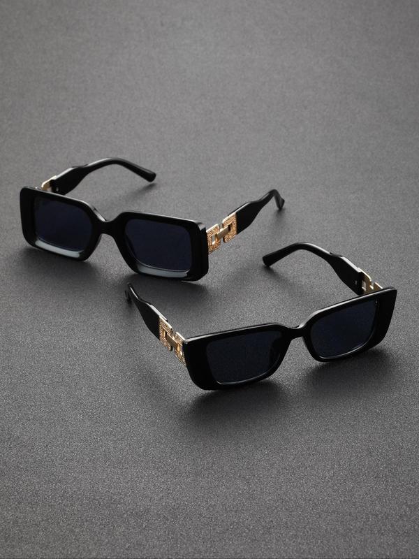 Unisex Vintage Square Frame Sunglasses, Trendy Casual Sunglasses for Travel & Daily Use, Fashion Back To School Accessories for Outdoor Activities