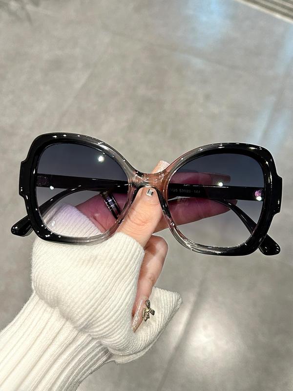 Unisex Cute Oversized Frame Sunglasses, 1 Pair Vintage Trendy Cat Eye Frame Sunglasses for Everyday Use, Fashion Accessories for Outdoor Activities