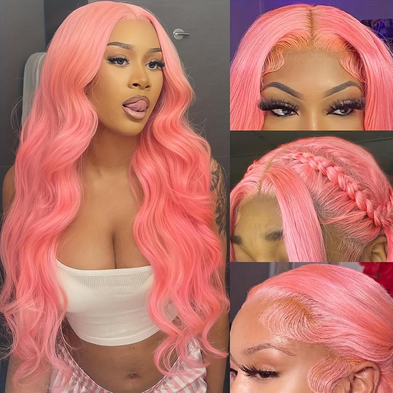 Pink Lace Front Wig Human Hair 30 Inch Pink Wig Human Hair 180 Density13x4 HD Frontal Body Wave Wigs Human Hair Pre Plucked With Baby Hair Colored Pink Human Hair Lace Front Wig For Women