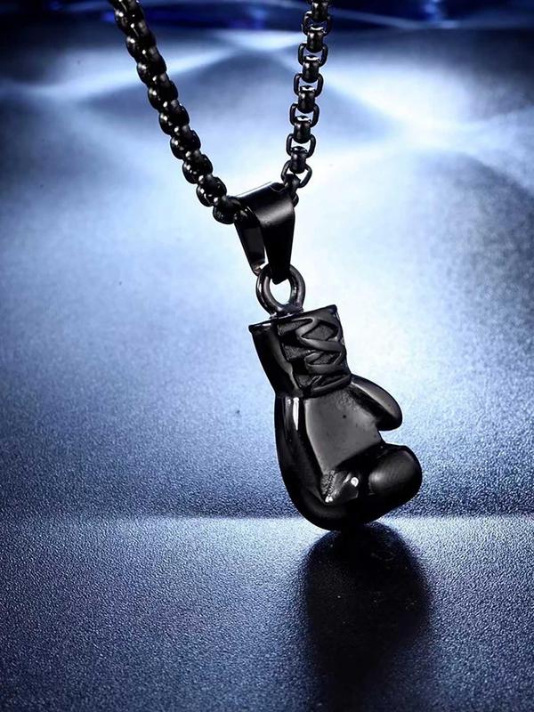 Men's Fashion Creative Fitness Boxing Glove Design Pendant Necklace, Punk Style Sports Necklace for Men for Daily Decoration, Trendy All-match & Exquisite Jewelry for Birthday Gift without Box