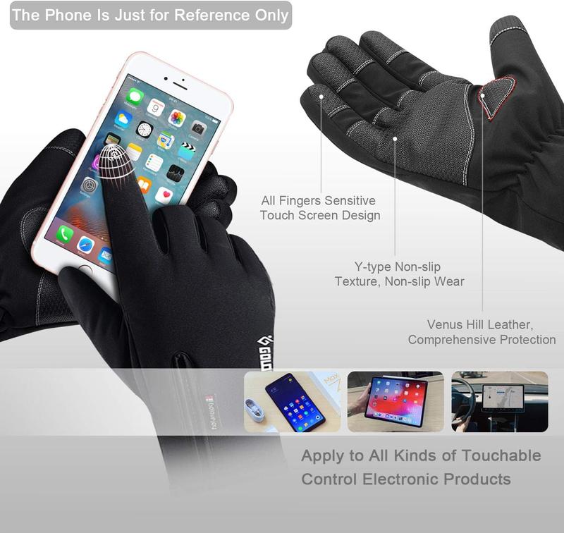 Waterproof Winter Gloves -30 Warm Windproof All Fingers Touch Screen Gloves for Men Skiing and Outdoor Work