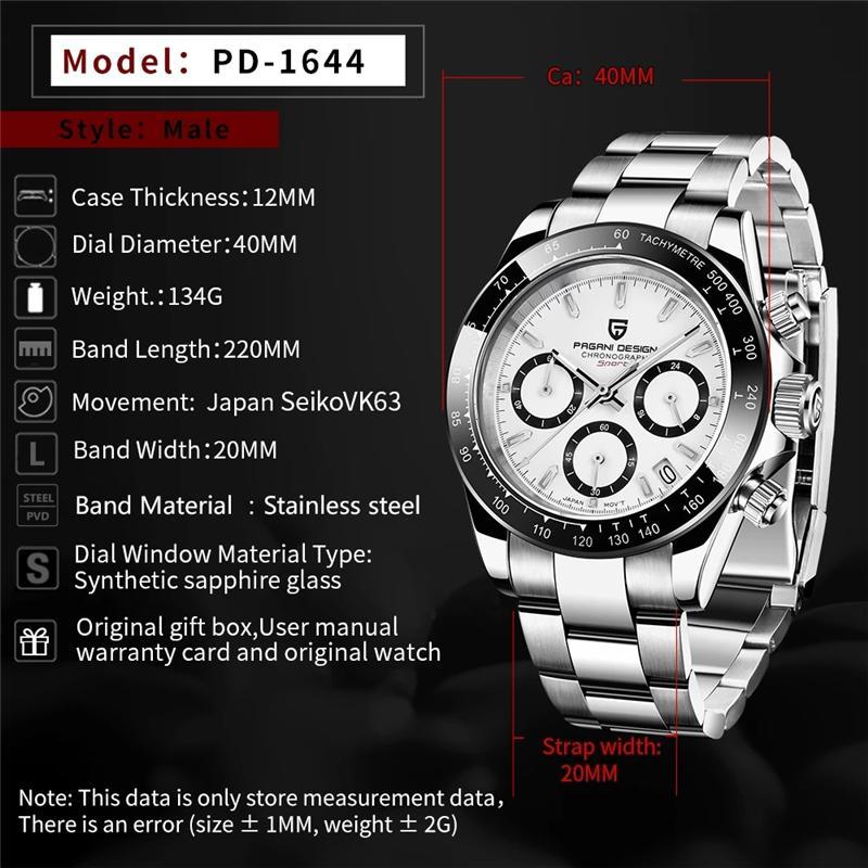 PAGANI DESIGN New 40MM Men's Sports Quartz Watch Luxury Men's Waterproof WristWatch Fashion Casual Chronograph Relogio Masculino