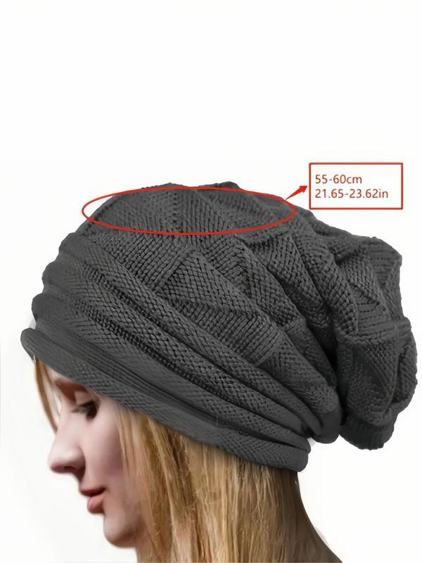 Solid Color Knitted Beanie Hat, Fashionable Warm Outdoor Loose Knitted Hat for Women & Men, Casual Trendy Accessories for Daily Life