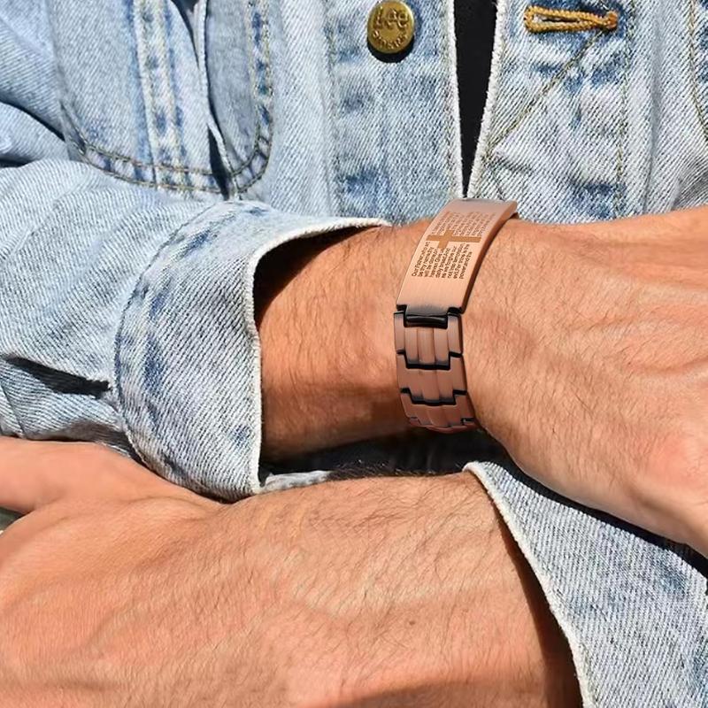 1pc Copper Cross Magnetic Men's Bracelet - Adjustable Sizing Tool, Jewelry Gift for Him, Stylish Accessory with Health Benefits, Comfortable Wear, and Durable Construction