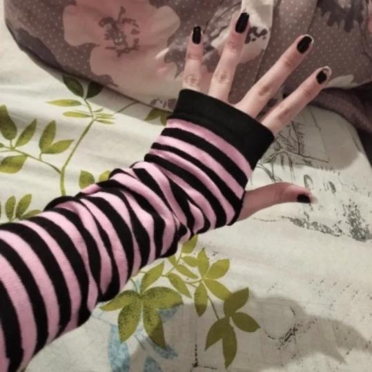 Striped Gloves   Arm Warmers Fingerless Gloves