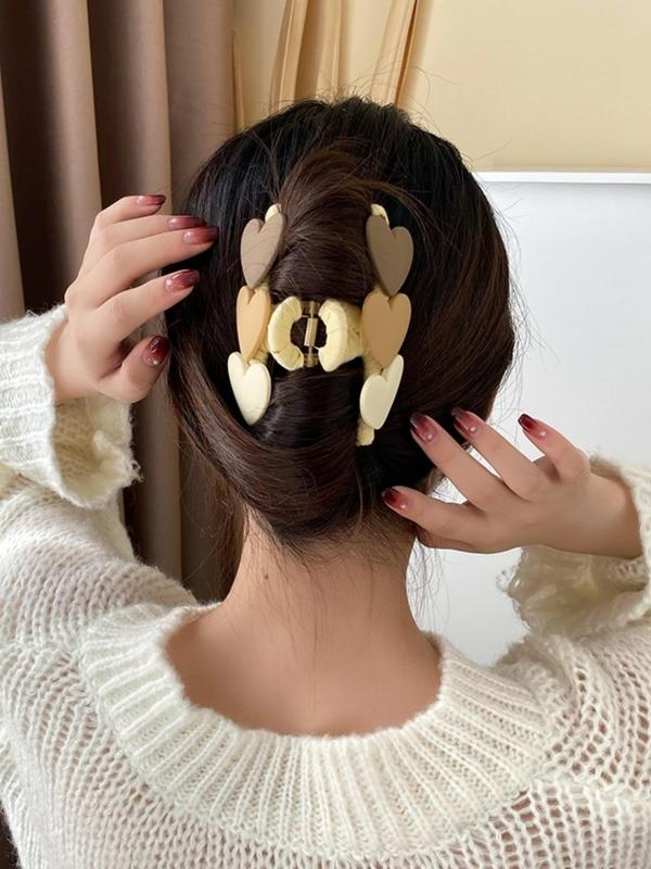 Cute Heart Shaped Hair Claw, Elegant Large Size Claw Clips, Fashionable Hair Accessories for Women & Girls