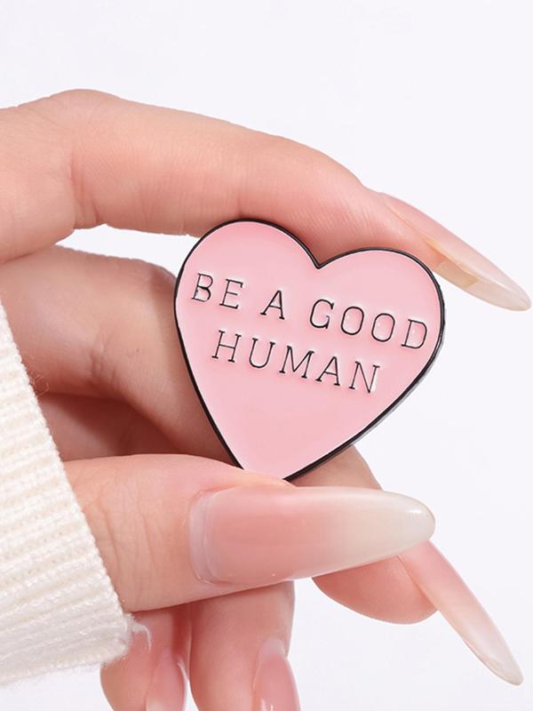 Heart & Slogan Design Brooch, Fashionable Clothes Accessories for Women & Men, Enamel Pin Suitable for Backpacks, Jeans, Scarves, Hats Decoration Fixed Buckle, Casual Alloy Jewelry