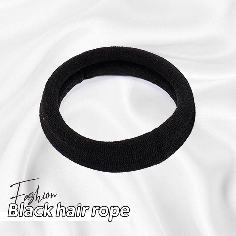 1 PCS Black Hair Ties for Women Girls, Seamless Thick Black Hair Band, Elastic Hair Ties No Damage Ponytail Holder