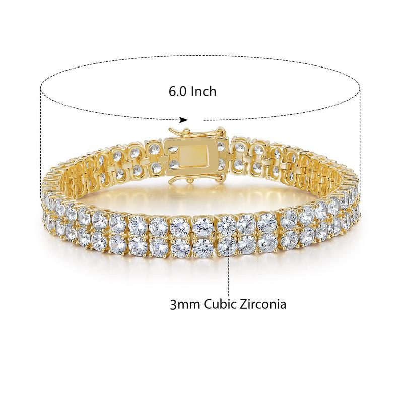 Tennis Bracelet 3MM Double Row  Bracelet for Women Men with Certificate of Authenticity 6.5inch-8.5inch