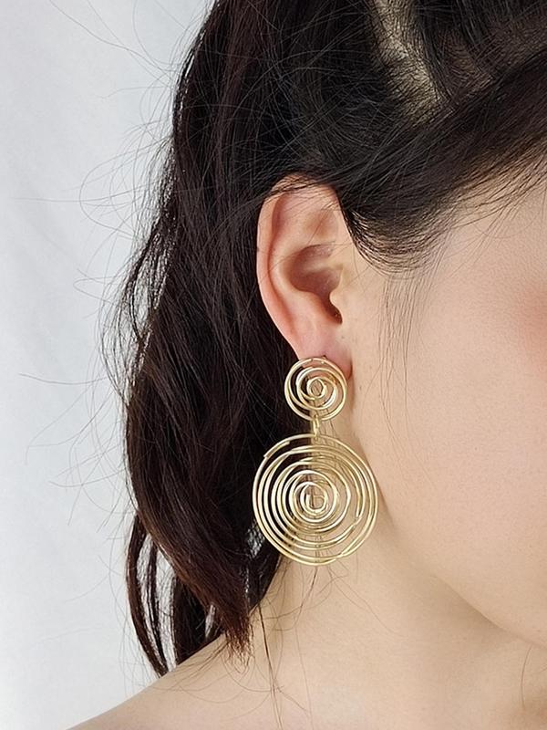 Hollow Out Chunky Round Dangle Earrings, Fashionable Striking Earrings for Women, Casual Jewelry for Party, Daily Clothing Decor, Trendy All-match & Exquisite Jewelry for Birthday Gift