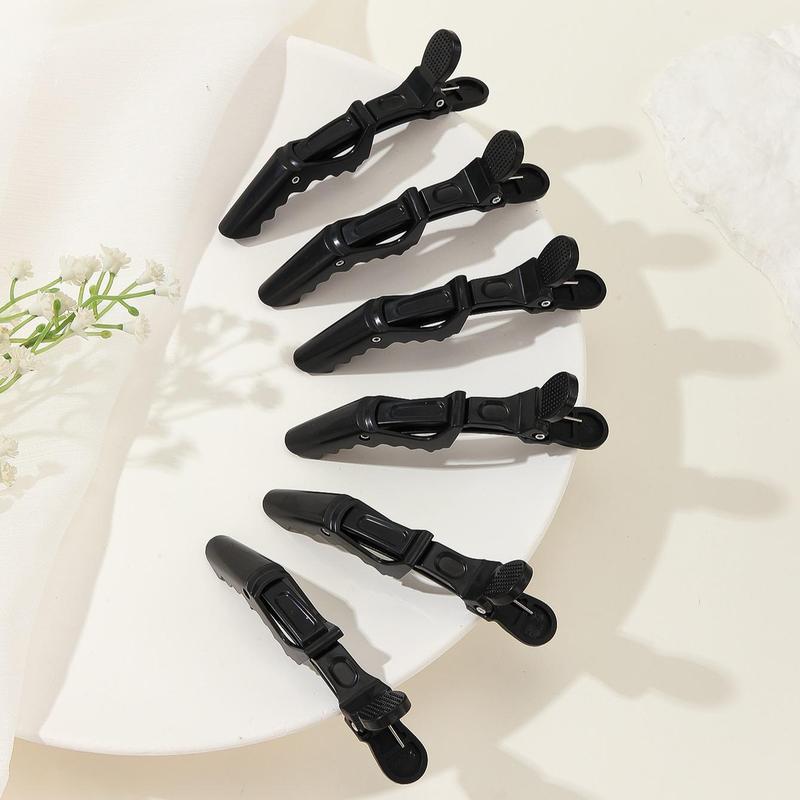 Professional Crocodile Hair Clip, 6pcs set Wide Teeth & Double Hinge Design Hair Clip, Non-slip Plastic Hair Clip, Short-lipped Clip For Styling, Splitting, Distinguishing Hair