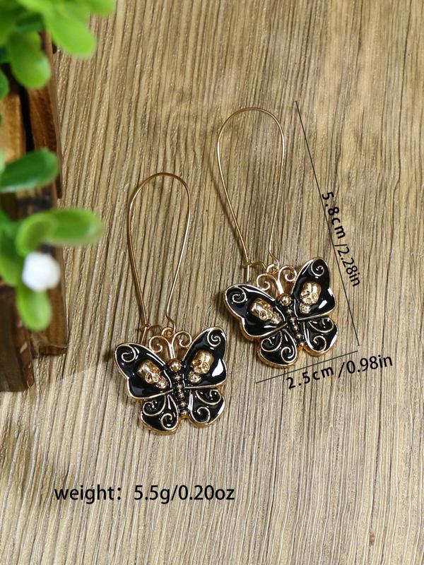 1 Pair Vintage Butterfly Design Dangle Earrings, Gothic Jewelry For Party, Daily Clothing Decor For Girl, Zinc Alloy Ear Jewelry For Party, Club