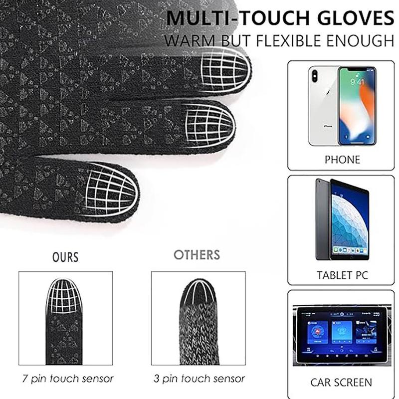 Winter Gloves, Touch Screen Cold Weather Thermal Warm Knit Glove for Running Driving Hiking, Sports Gloves for Men & Women