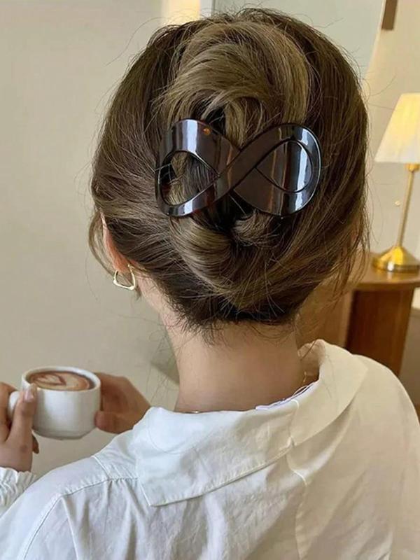 4pcs Simple Plain 8-shaped Ponytail Hair Clip, 2024 Minimalist Acrylic Claw Shaped Headwear for Ponytail Holder, Casual Versatile Cute Hair Accessories for Women