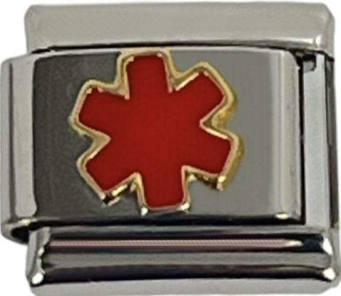 Italian Charm Link Star of Life Red  9mm