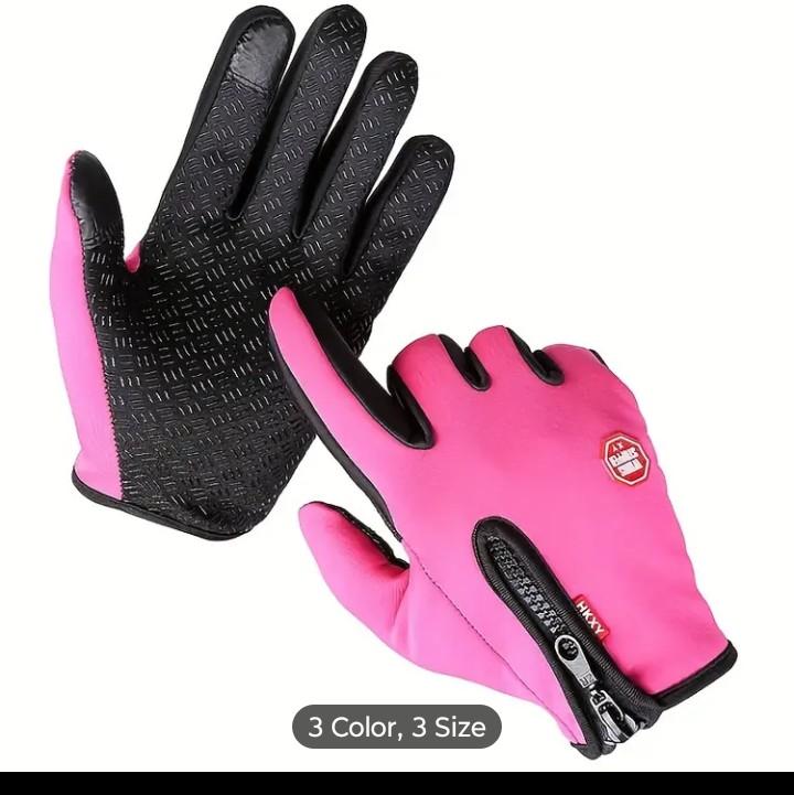 Waterproof Fleece Lined Gloves with Touchscreen and Zipper for Autumn and Winter Outdoors