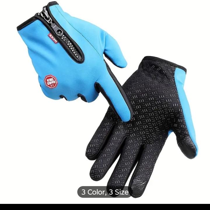 Waterproof Fleece Lined Gloves with Touchscreen and Zipper for Autumn and Winter Outdoors