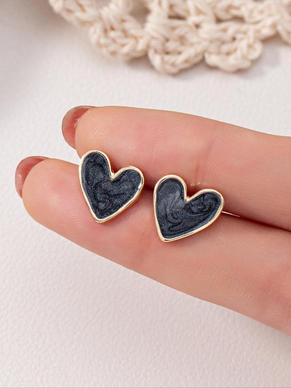 Cute Colorful Heart Shaped Stud Earrings, 7 Pairs Fashionable  Elegant Stud Earrings for Women & Girls, Trendy All-match & Exquisite Jewelry for Birthday Gift