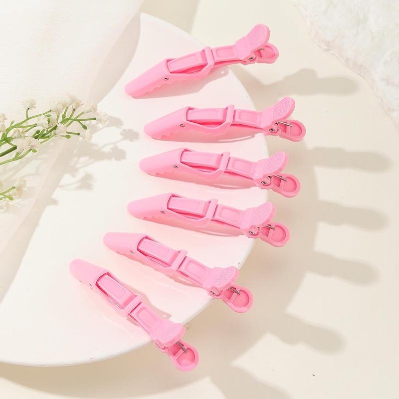 Professional Crocodile Hair Clip, 6pcs set Wide Teeth & Double Hinge Design Hair Clip, Non-slip Plastic Hair Clip, Short-lipped Clip For Styling, Splitting, Distinguishing Hair