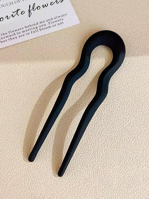 2pcs Simple Plain Matte U-shaped Wave Design Hair Pin, Casual Versatile Hair Accessories for Women, Minimalist Hairwear for Daily Used