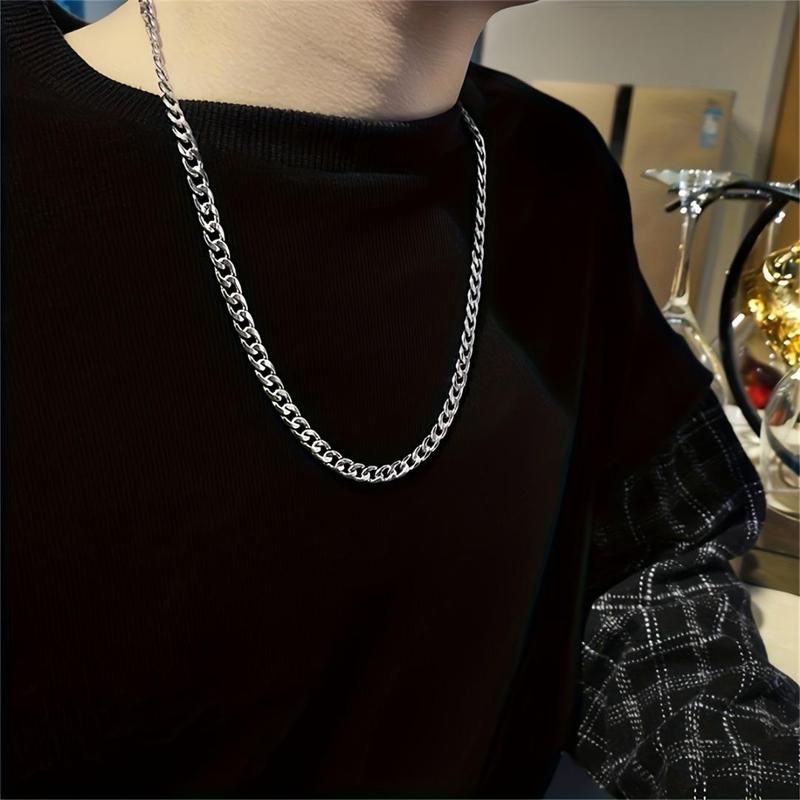 Men's Chain Necklace & Gift Card & Gift Box, 1 Set Fashion Stainless Steel Necklace Gift Box Set, Domineering Hip-hop Punk Rock Chain Gift for Men