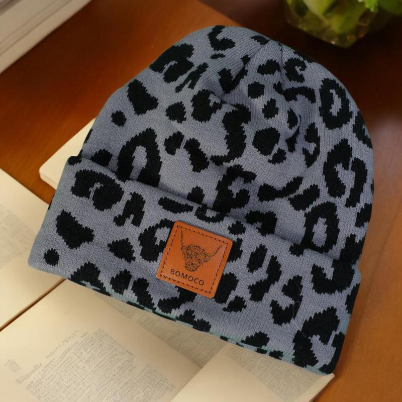 Cow Jacquard Knitted Hat Outdoor Casual Fashion Versatile Hat European and American Warm Cover Hat Ear Protection Windproof