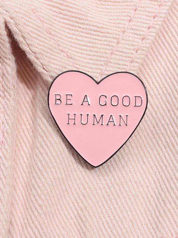 Heart & Slogan Design Brooch, Fashionable Clothes Accessories for Women & Men, Enamel Pin Suitable for Backpacks, Jeans, Scarves, Hats Decoration Fixed Buckle, Casual Alloy Jewelry