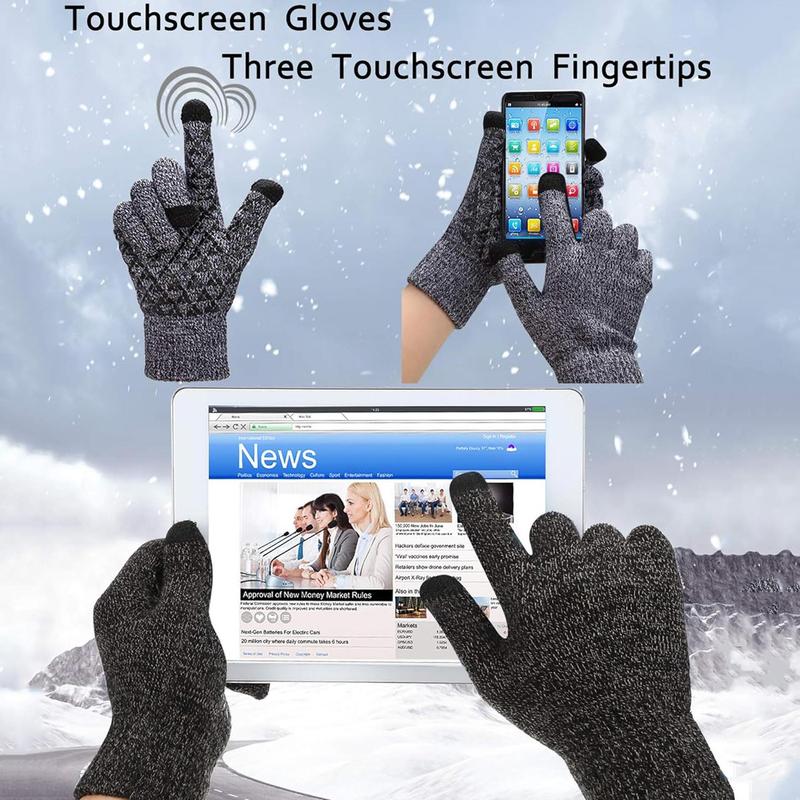 Winter Gloves, Touch Screen Cold Weather Thermal Warm Knit Glove for Running Driving Hiking, Sports Gloves for Men & Women