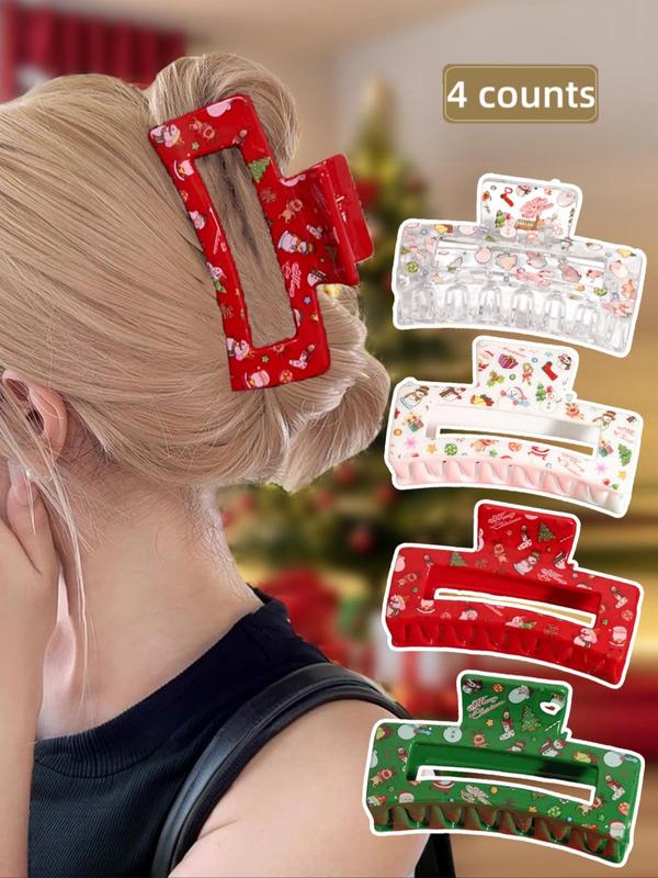 Cute Christmas Themed Hair Claws, Christmas Themed Hair Claws, Fashion Hair Accessories for Women & Girls, Cute Lovely Hairwear for Daily Used