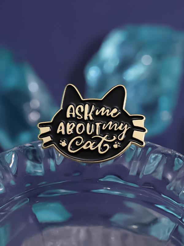 Cute Cartoon Cat Brooch Pin, Punk Style Enamel Pin, Fashion Clothes Accessories for Backpacks, Jeans, Scarves, Hats Decoration, Unisex Casual Alloy Jewelry