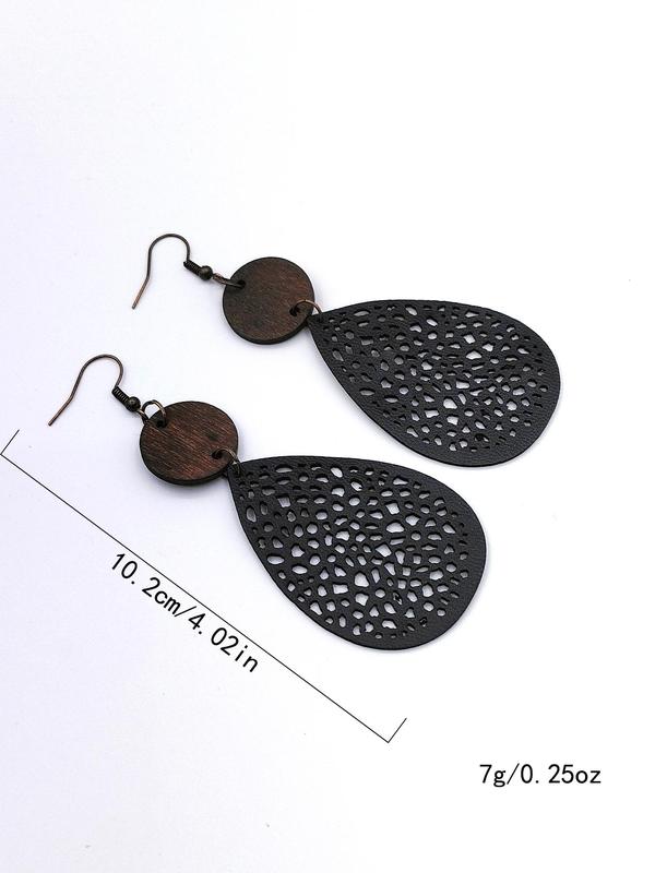 Women's Elegant Hollow Out Water Drop Shape Dangle Earrings, Summer Trendy Vintage Retro Dangle Earrings, Chic Gorgeous Jewelry As Gift for Girlfriend